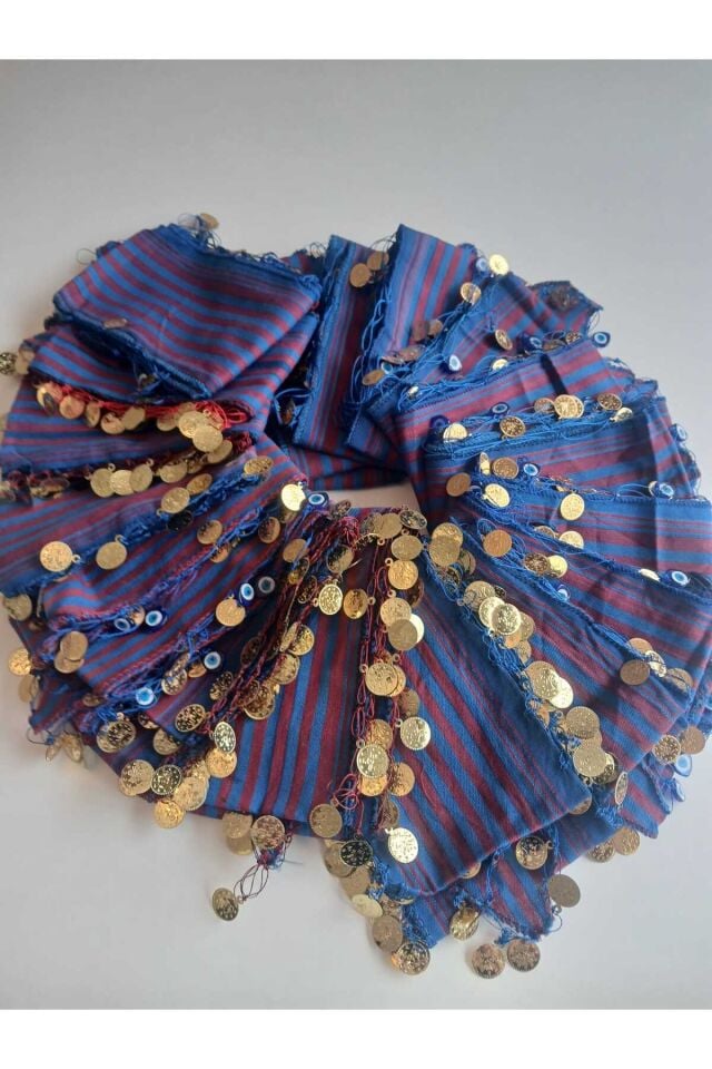 20 li Bordomavi Renkli Hediyelik Yöresel Keşan Dokuma Liralı Saç Bandanası