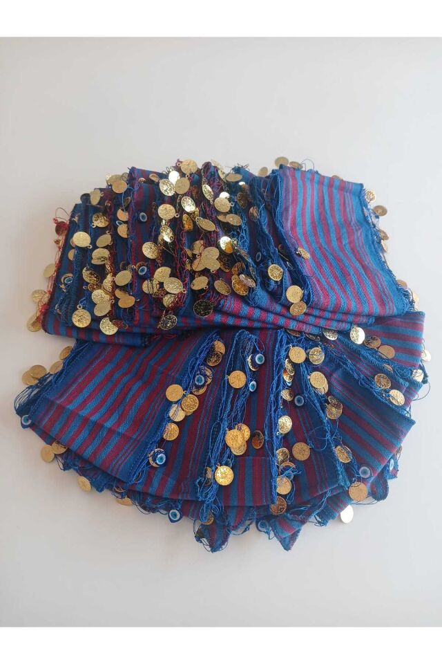 20 li Bordomavi Renkli Hediyelik Yöresel Keşan Dokuma Liralı Saç Bandanası