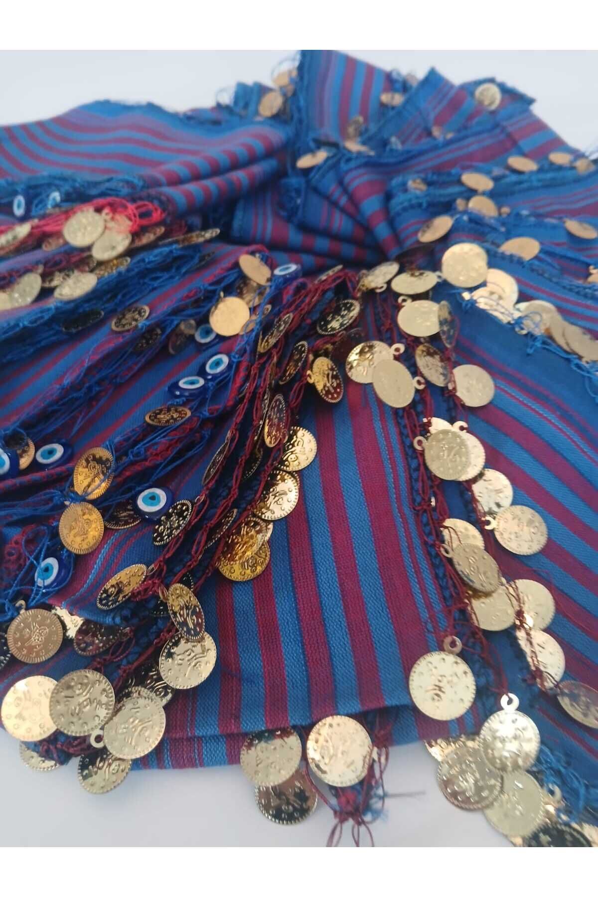 20 li Bordomavi Renkli Hediyelik Yöresel Keşan Dokuma Liralı Saç Bandanası