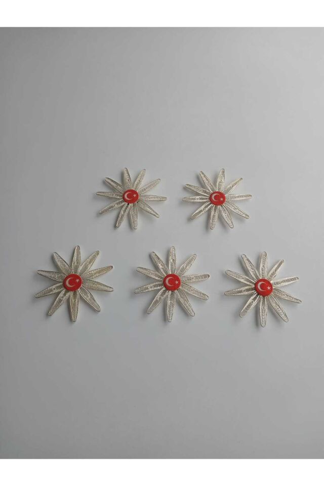 5 Adet Ay Yıldız Logolu Telkari Buzdolabı Magnet Seti