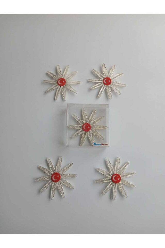 5 Adet Ay Yıldız Logolu Telkari Buzdolabı Magnet Seti