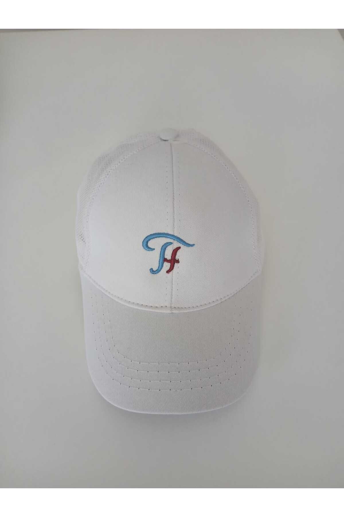 Fileli Bordomavi Trabzon Hatırası Logolu Beyaz Şapka.