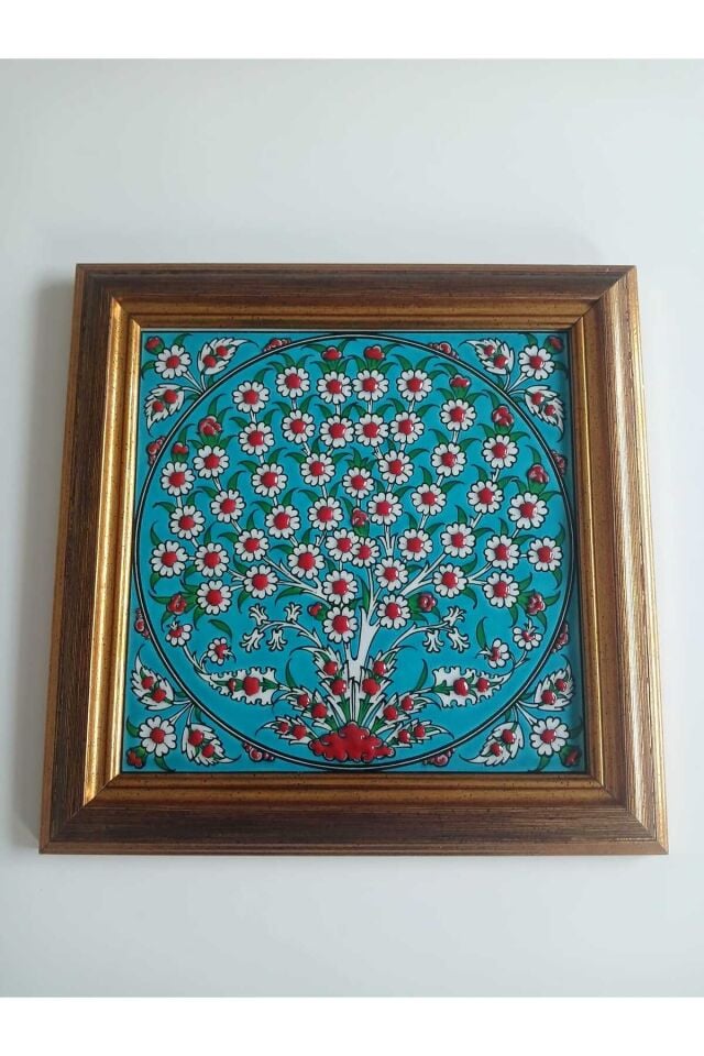 Turkuaz Zemin Hayat Ağacı Çini Karo