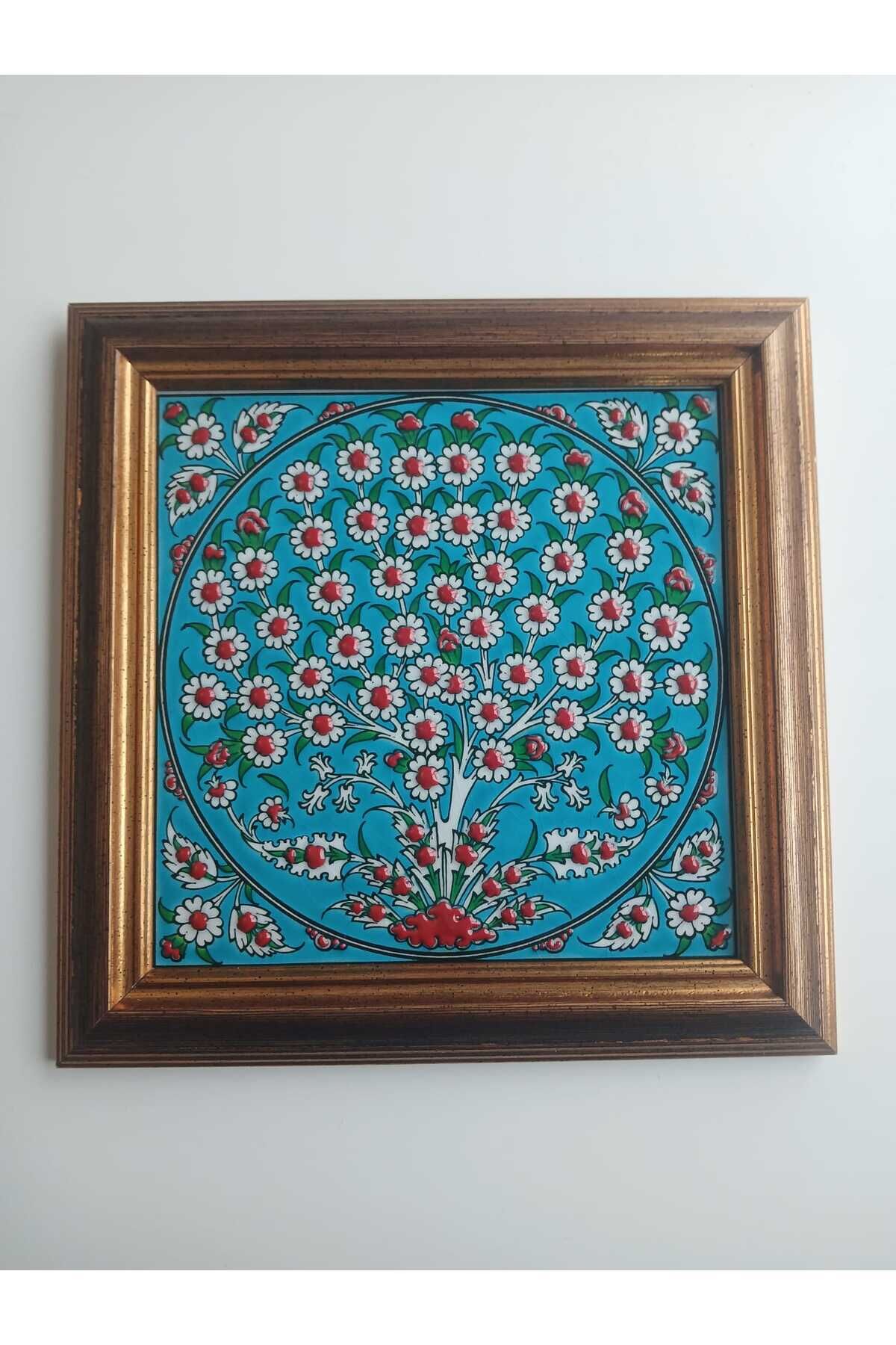 Turkuaz Zemin Hayat Ağacı Çini Karo