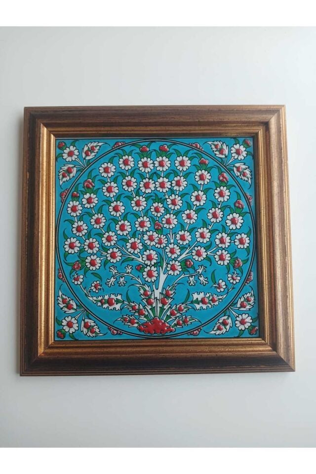 Turkuaz Zemin Hayat Ağacı Çini Karo