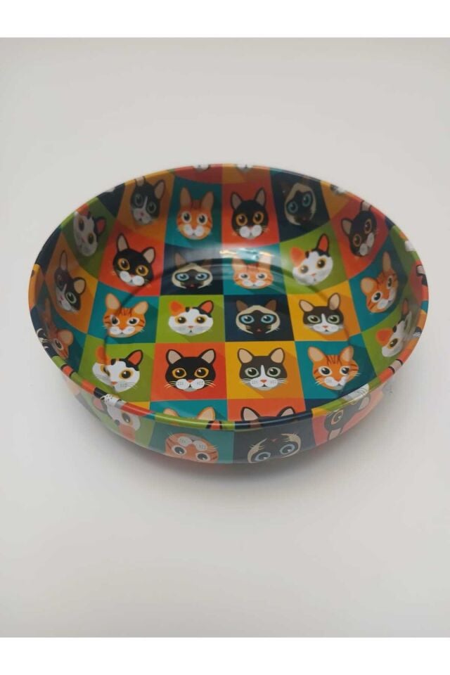 2 Adet Metal Dekoratif Kedi Mama ve Su Kabı Seti