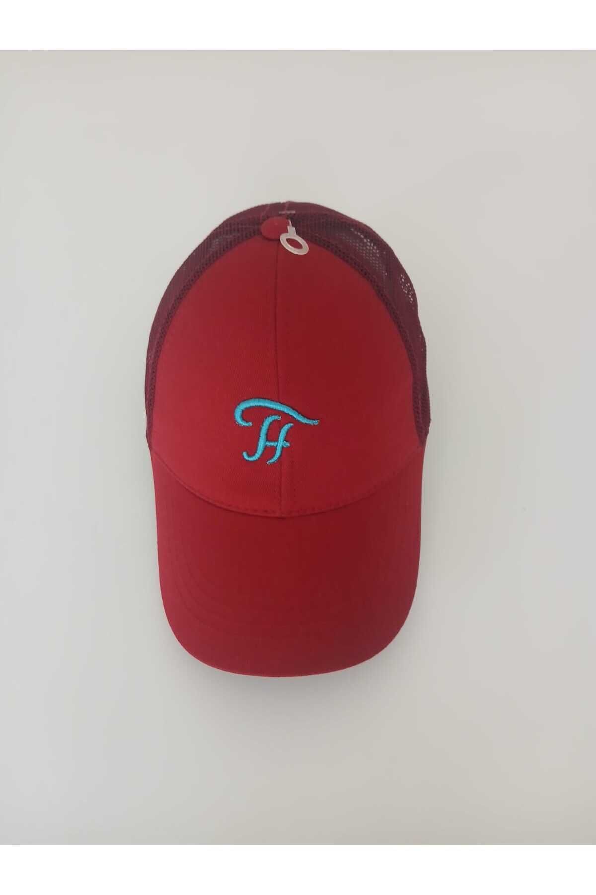 Fileli Mavi Renk Trabzon Hatırası Logolu Bordo Şapka.