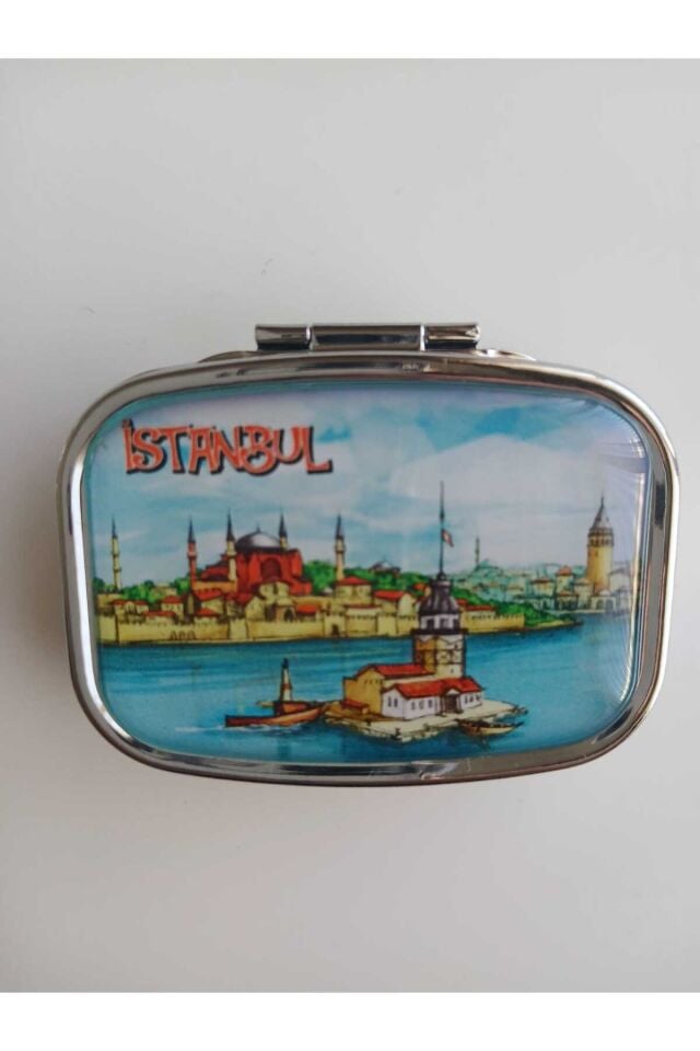 İstanbul Kızkulesi Manzaralı Metal İlaç (Hap)Saklama Kutusu