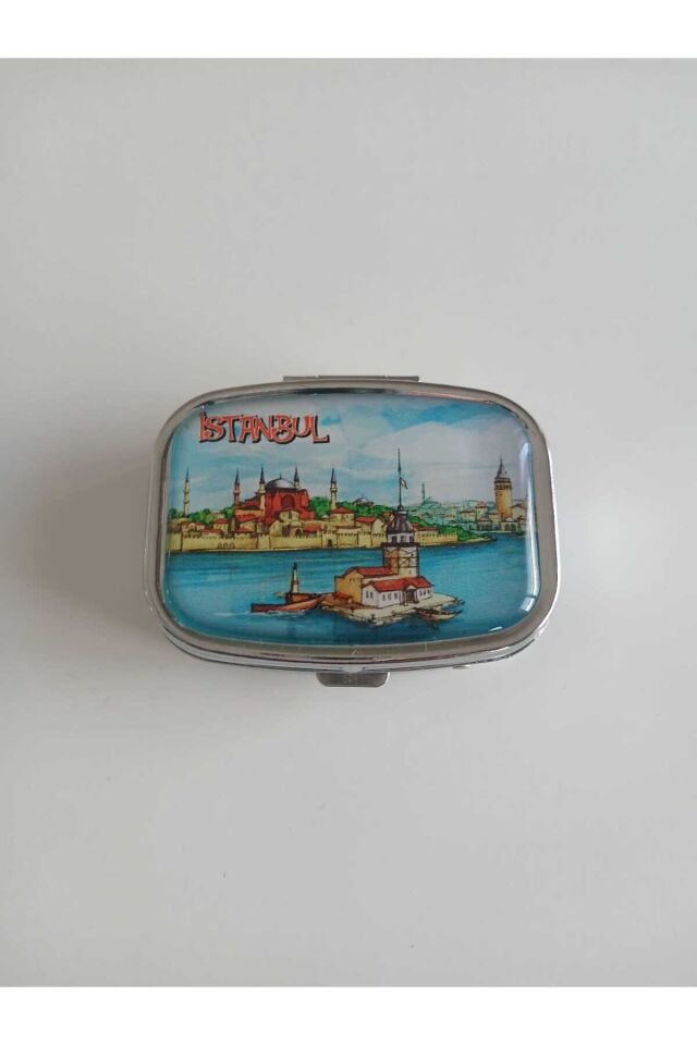 İstanbul Kızkulesi Manzaralı Metal İlaç (Hap)Saklama Kutusu