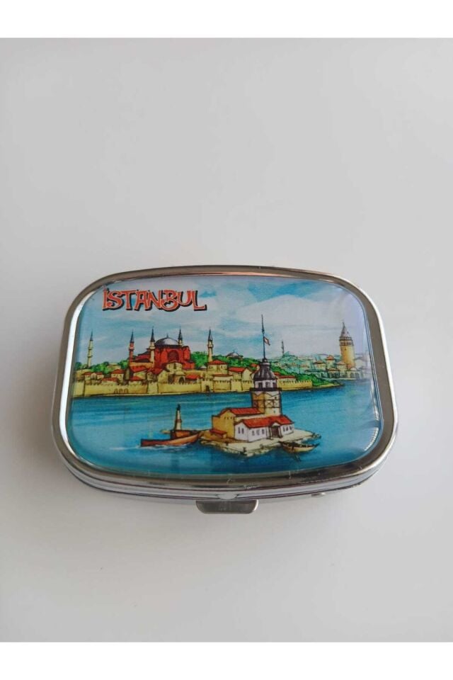 İstanbul Kızkulesi Manzaralı Metal İlaç (Hap)Saklama Kutusu