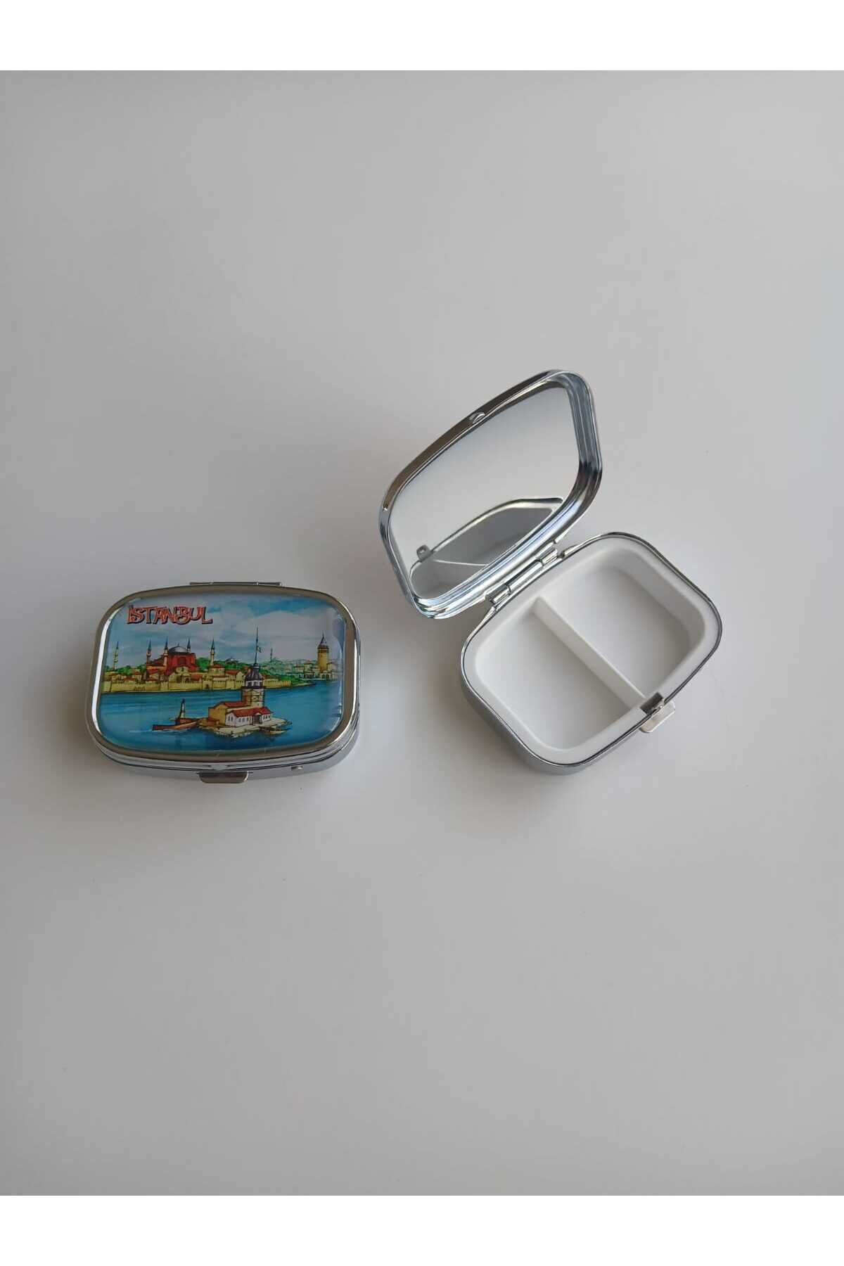 İstanbul Kızkulesi Manzaralı Metal İlaç (Hap)Saklama Kutusu