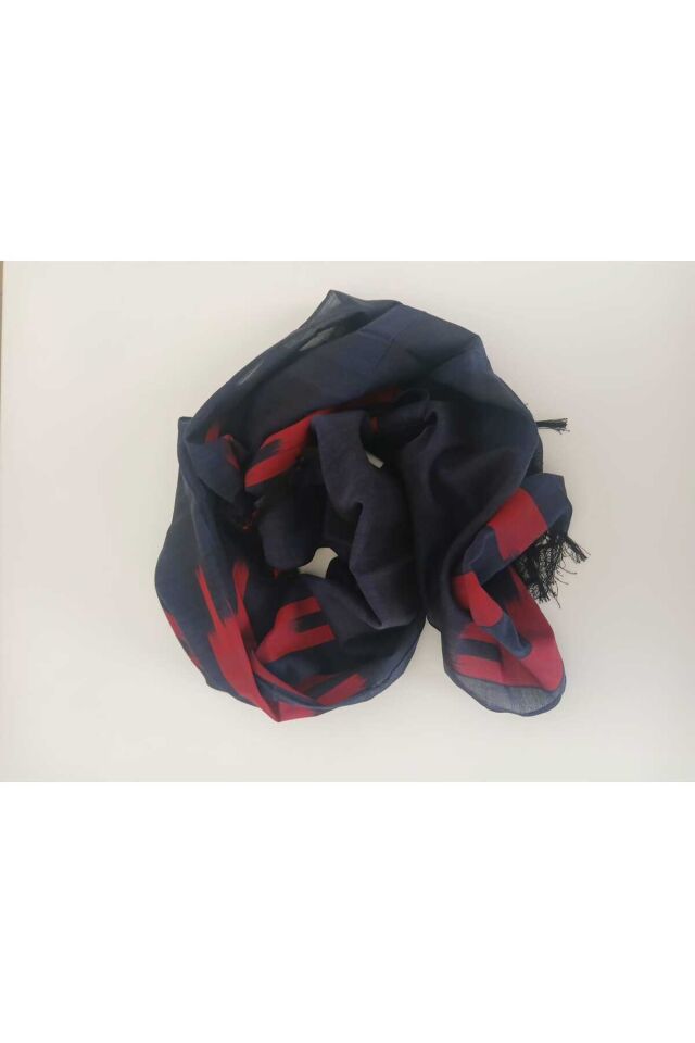 Trabzon hatirasi logolu kesan desenli buyuk olcu (50x160cm.)bordomavi fular.