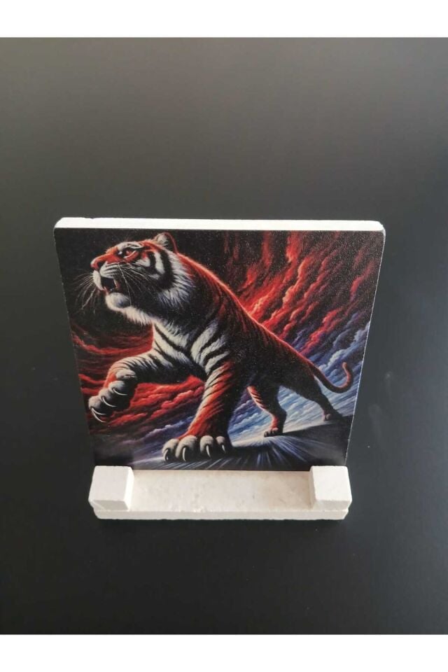 Doğaltaş Siyah Zemin Kaplan Figürlü Masaüstlük