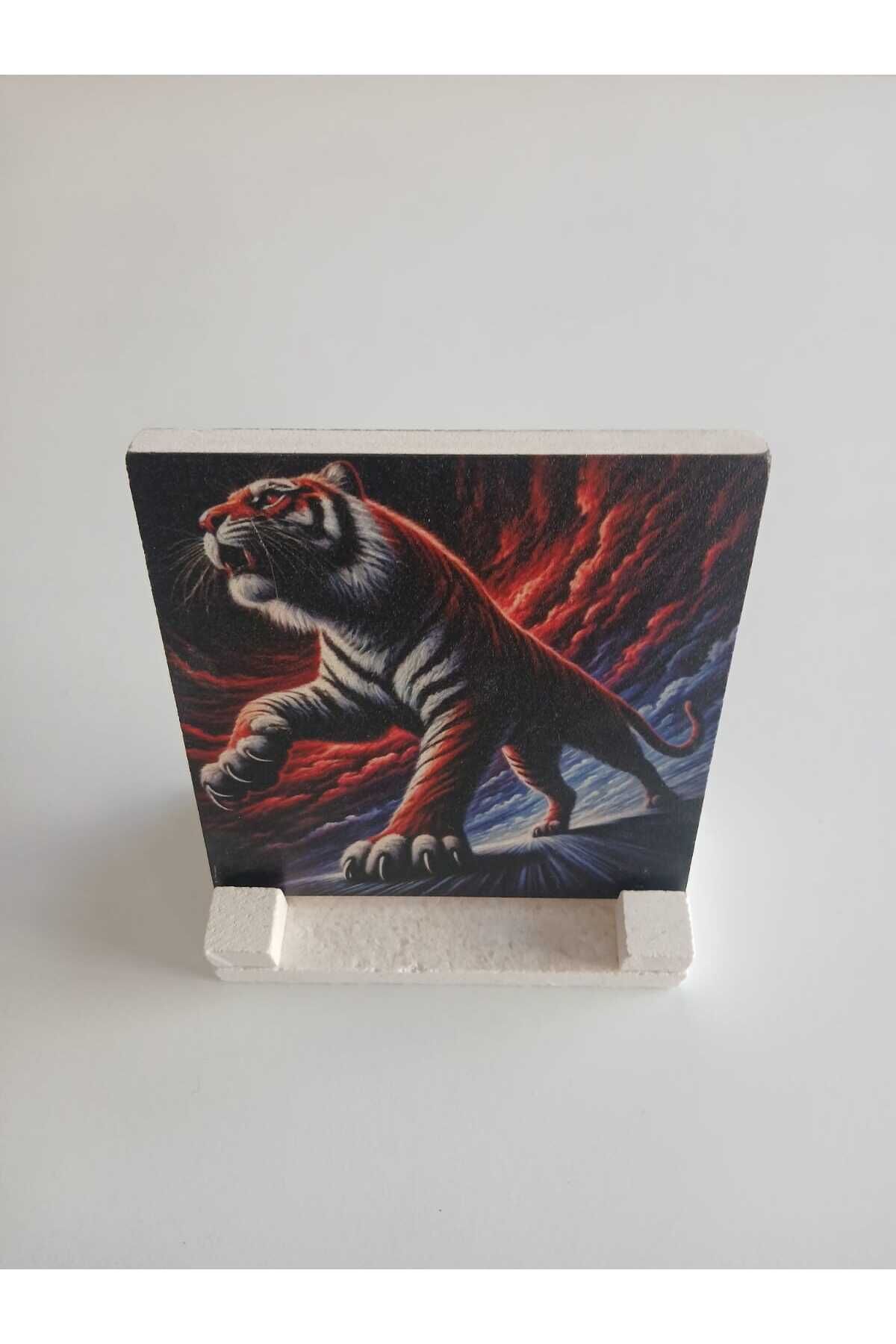 Doğaltaş Siyah Zemin Kaplan Figürlü Masaüstlük