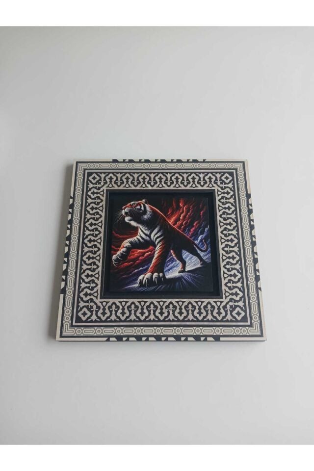 Bordomavi Kaplan Figürlü Siyah Zemin Duvar Tablosu