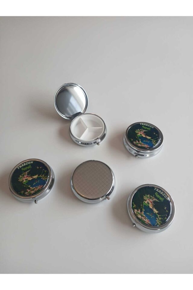 Trabzon Uzungöl Temalı Metal Yuvarlak İlaç (Hap) Saklama Kutusu