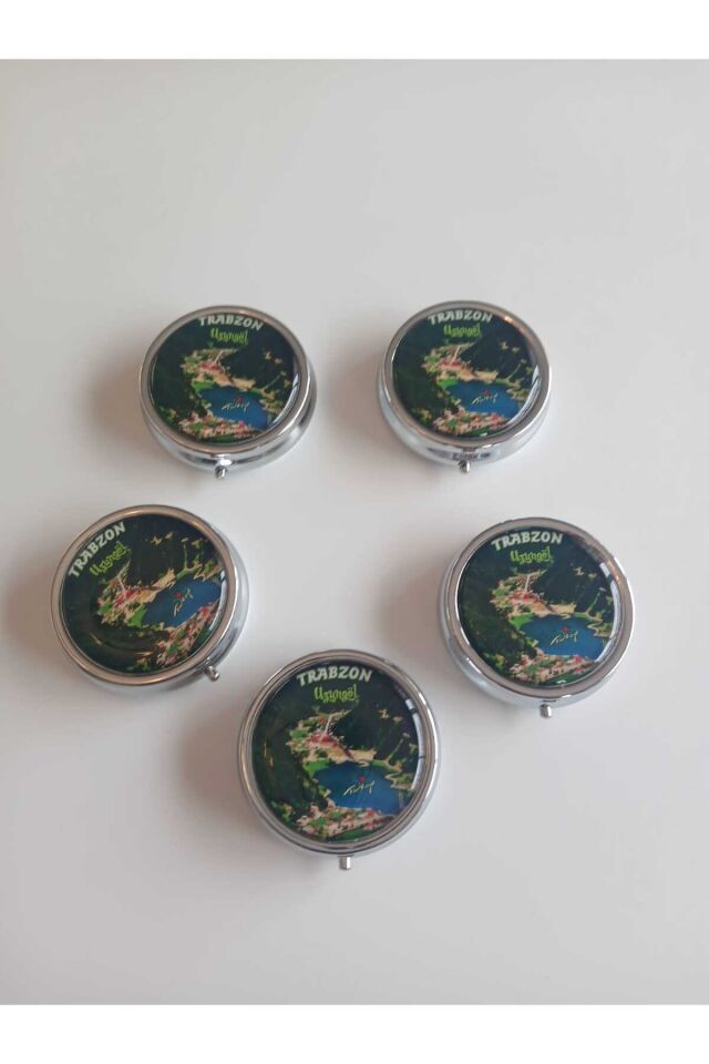Trabzon Uzungöl Temalı Metal Yuvarlak İlaç (Hap) Saklama Kutusu