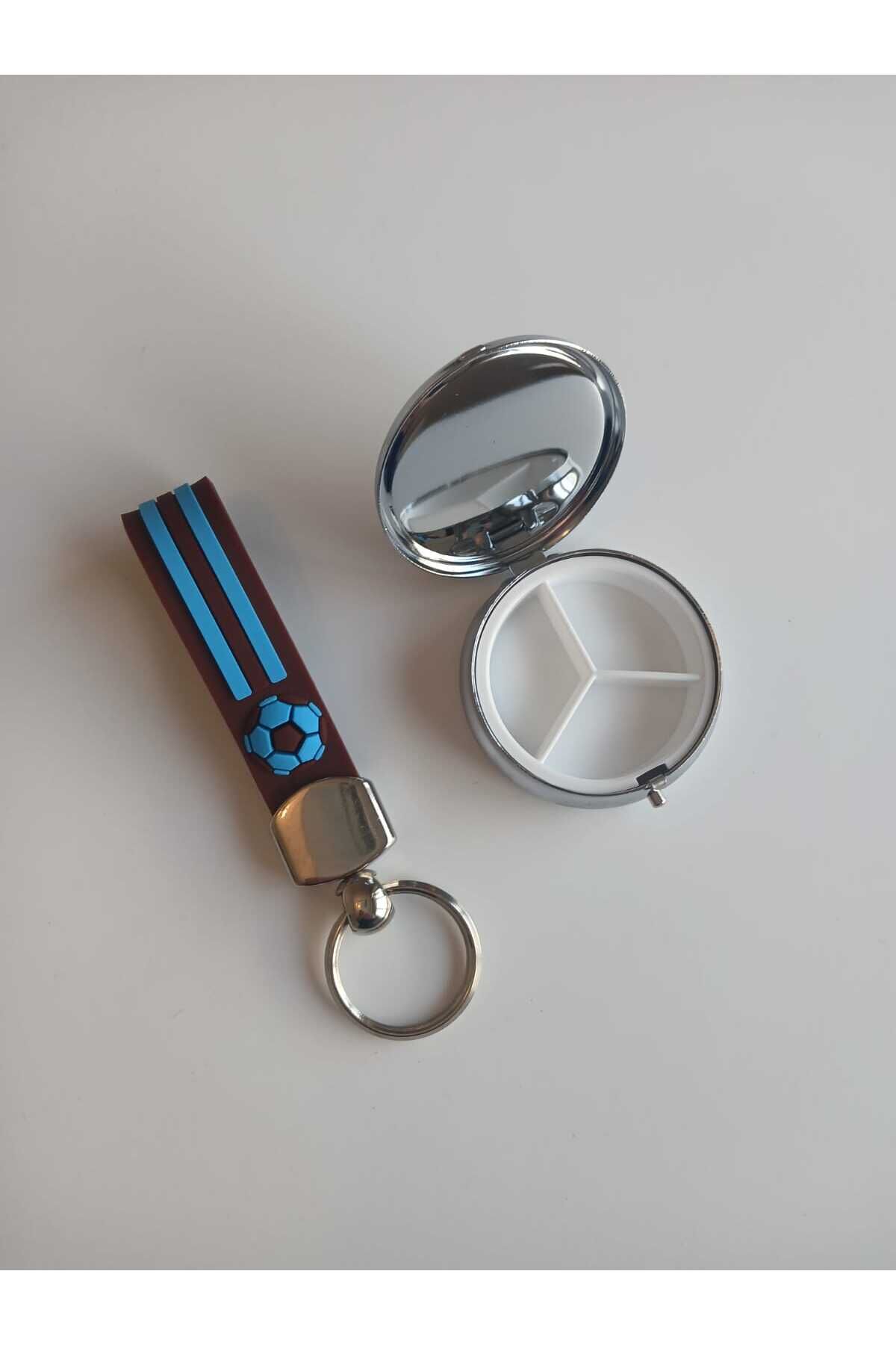 Trabzon Sümela Manastırı Temalı Metal Yuvarlak İlaç (Hap) Saklama Kutusu - Anahtarlık Hediyeli