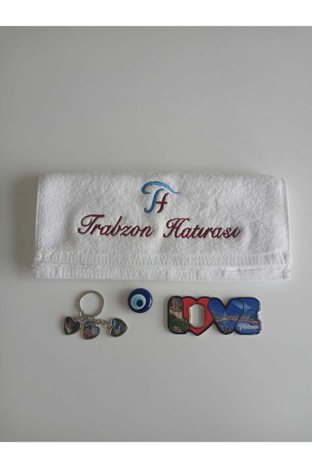 Trabzon Hatırası Nakış İşlemeli Love Açacaklı Set.