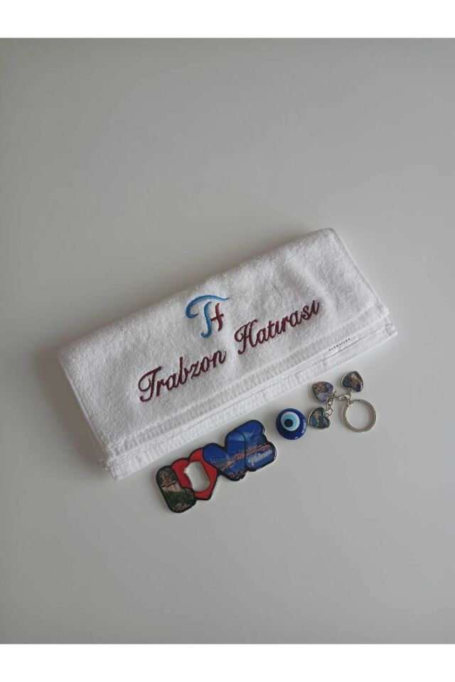 Trabzon Hatırası Nakış İşlemeli Love Açacaklı Set.