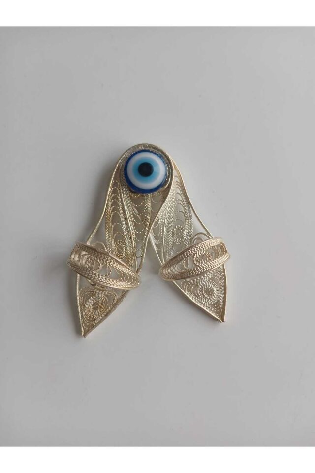 El Üretimi İkili Nazar Boncuklu Telkari takunya Buzdolabı Magneti