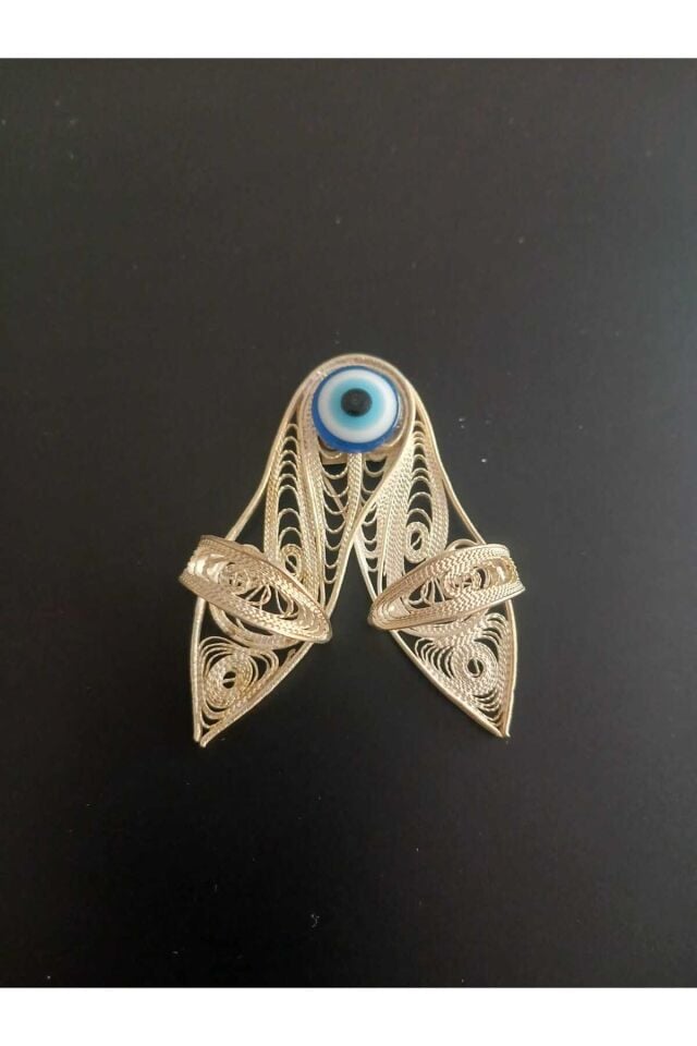 El Üretimi İkili Nazar Boncuklu Telkari takunya Buzdolabı Magneti