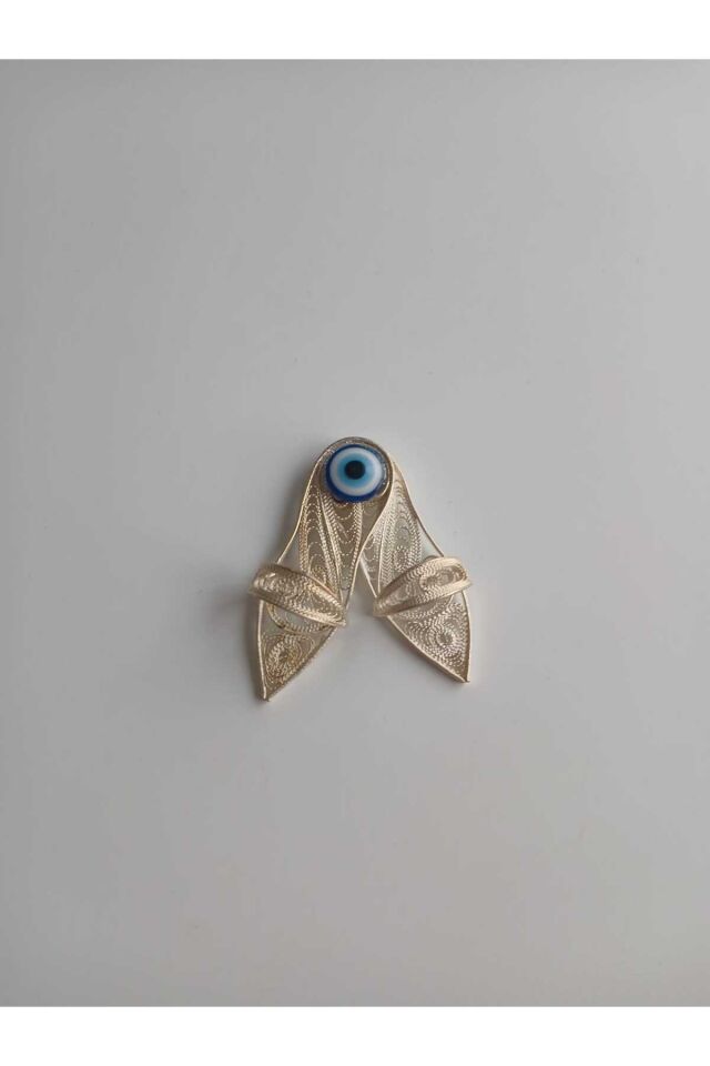 El Üretimi İkili Nazar Boncuklu Telkari takunya Buzdolabı Magneti