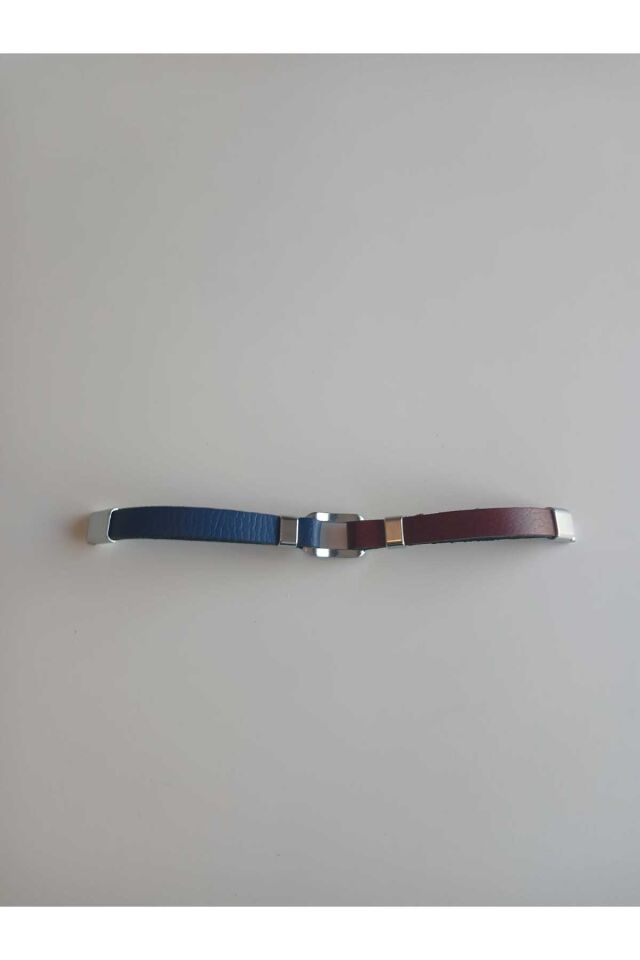 Hakiki Deri Erkek Bordomavi Bileklik.