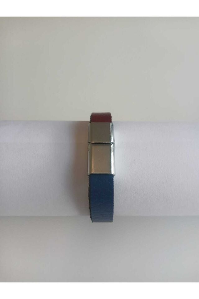 Hakiki Deri Erkek Bordomavi Bileklik.