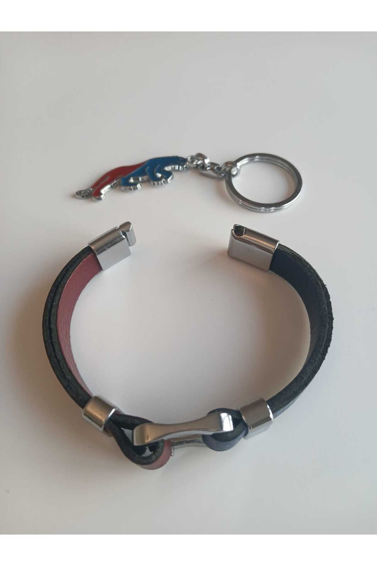 Hakiki Deri Erkek Bordomavi Bileklik.