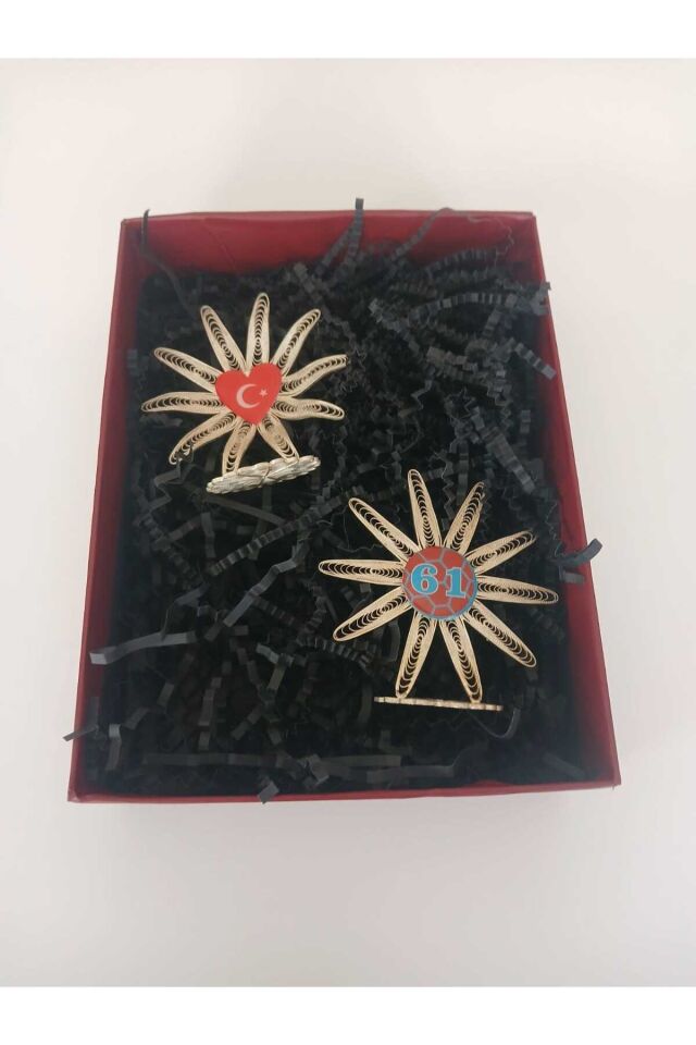 Telkari Elüretimi Türk Bayraklı ve 61 Logolu Masaüstü Dekor Seti