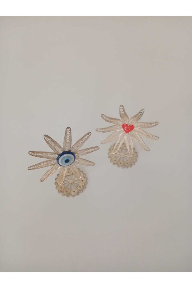 Telkari Elüretimi Nazar Boncuklu ve Türk Bayraklı Masaüstü Set Takımı