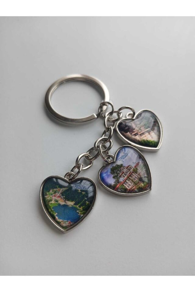 Trabzon Manzaralı 3'lü Kalpli Anahtarlık