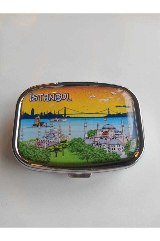 İstanbul Manzaralı Metal İlaç ( Hap) Saklama Kutusu