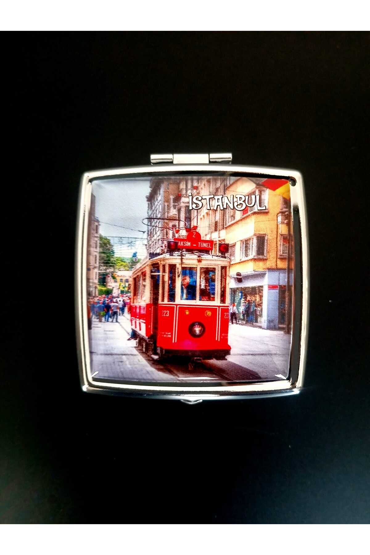 İstanbul Tramvay Temalı Metal Kare Hap Kutusu