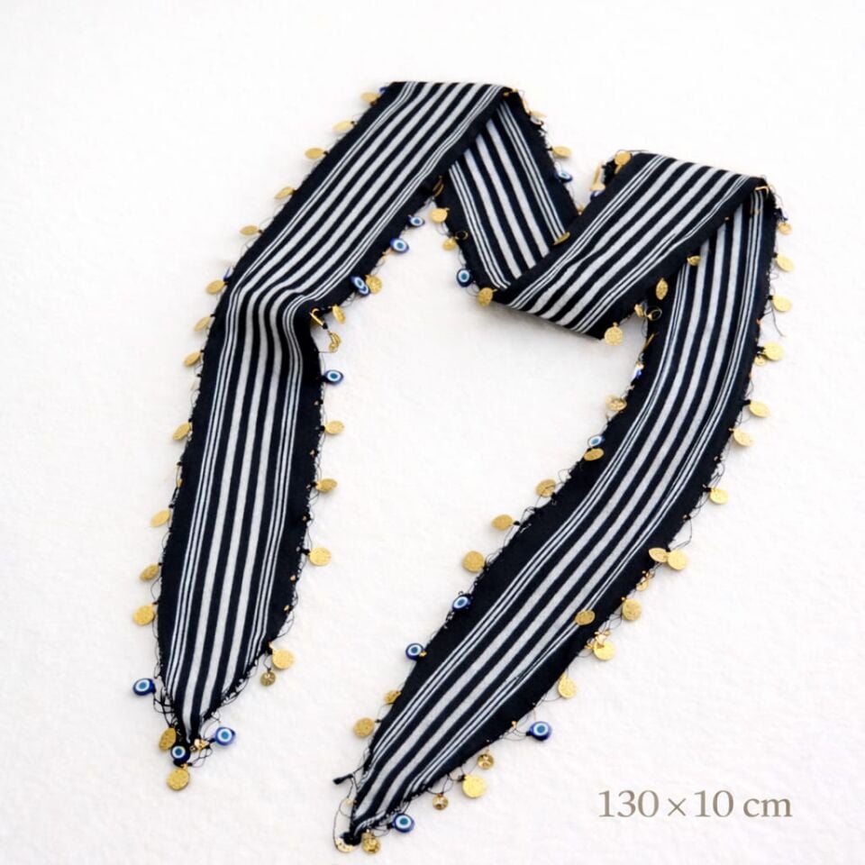 9 Adet Siyah Beyaz Hediyelik El Üretimi Liralı Nazar Boncuklu Bandan Seti