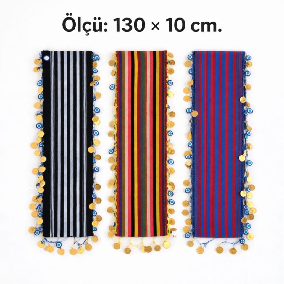 9 Adet Trabzon Yöresel Dokuma Elüretimi Liralı Nazar Boncuklu Bandana Set