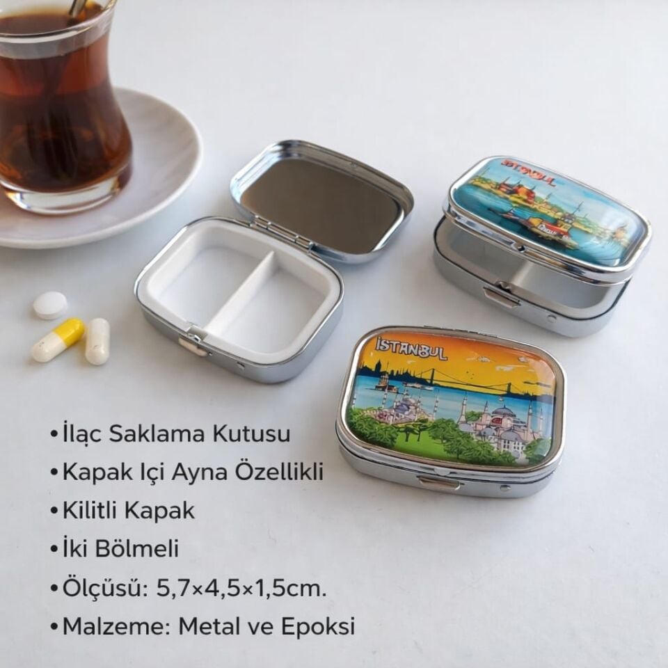 İstanbul Manzaralı Şık İlaç Saklama Kutusu (3’lü Set) – Günlük Kullanım ve Hediye İçin İdeal