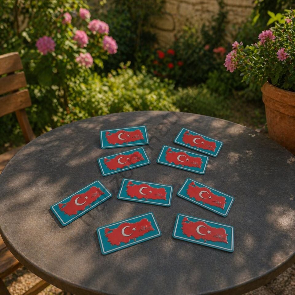 Türk Bayrağı Temalı Kabartmalı pvc Magnet (9 Adet)