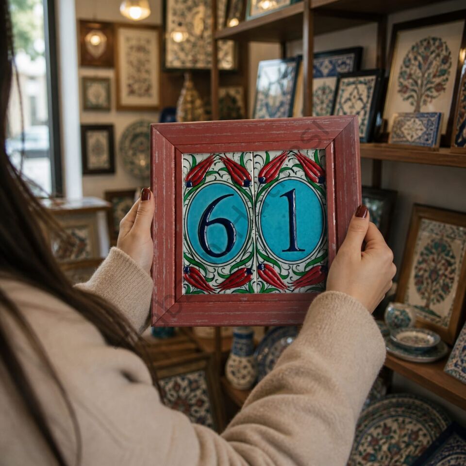 El Üretimi 61 Temalı Kabartma Boyalı Çini Tablo