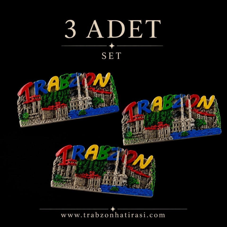 Trabzon Temalı  El Emeği Buzdolabı Magnet Seti (3 Adet)