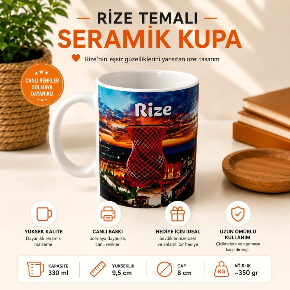 Rize Temalı Seramik Kupa