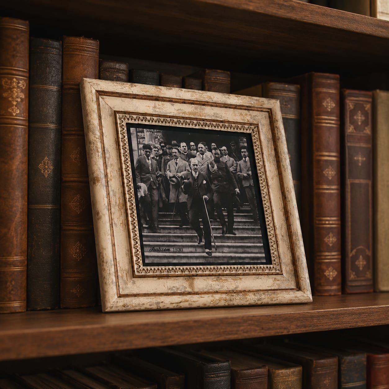 Atatürk'ün 1930 Tarihli Trabzon Ziyareti Temalı Ahşap Çerçeveli Doğaltaş Tablo