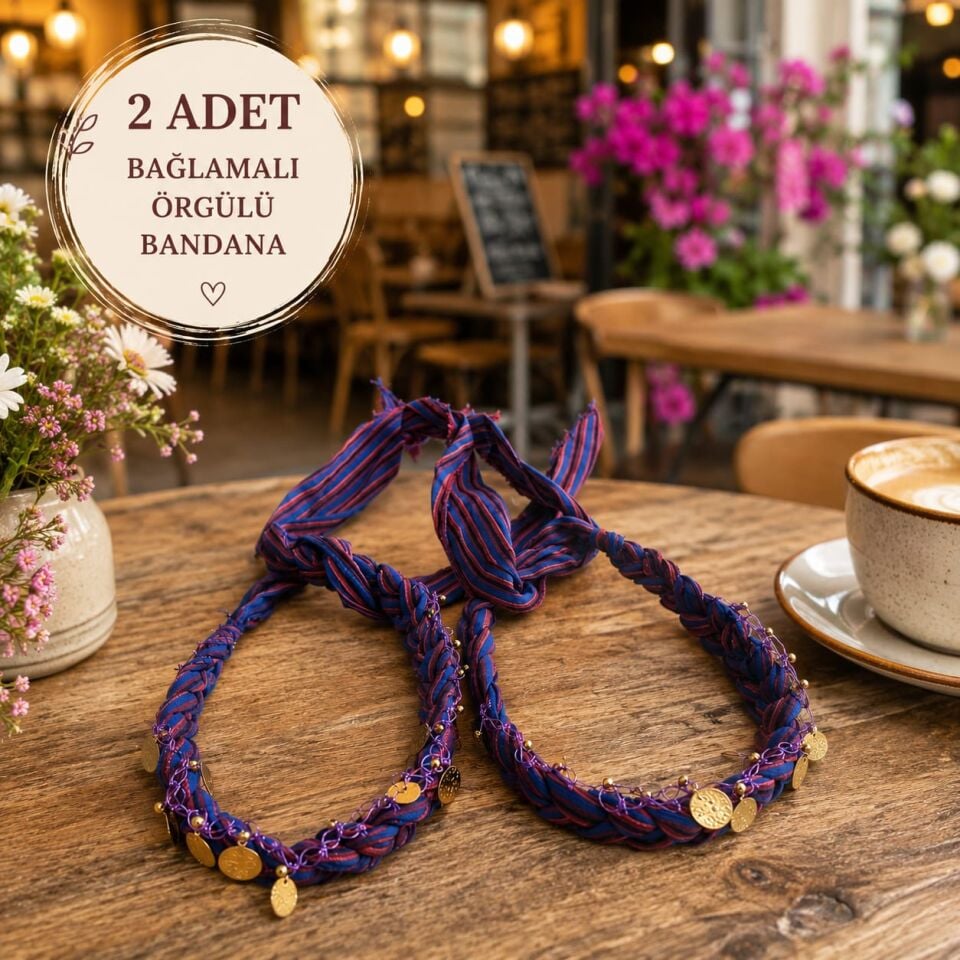 2 Adet Örgülü Bağlamalı Bandana Seti